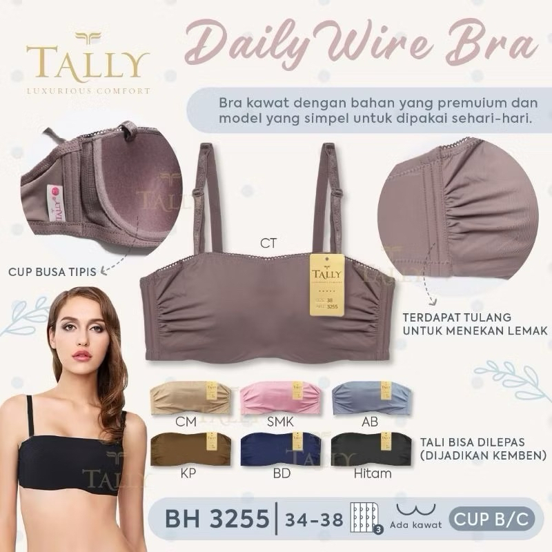 Bra bh kemben Tally 3255 busa tipis berkawat