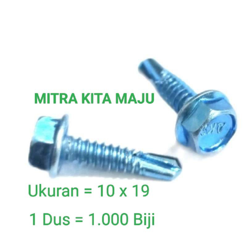 Baut Baja Ringan 10X19 Aks 1 Dus / Skrup Baja Ringan 10X19 Aks 1 Dus / Baut Baja Ringan 10X19 1 Dus