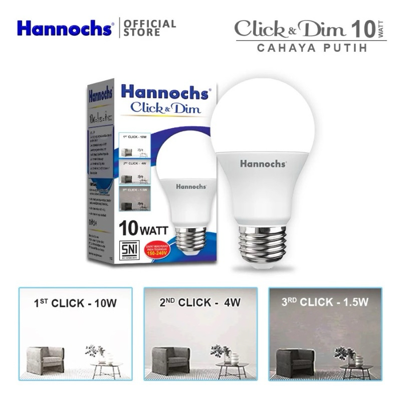 Lampu LED Click and Dim 10 Watt Hannochs