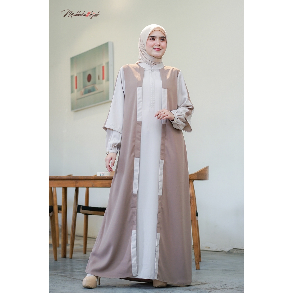 Elisha Dress Gamis Wanita Cewek Simple Elegan Polos Butik Mewah Premium Kodangan Terbaru Makkata Hij