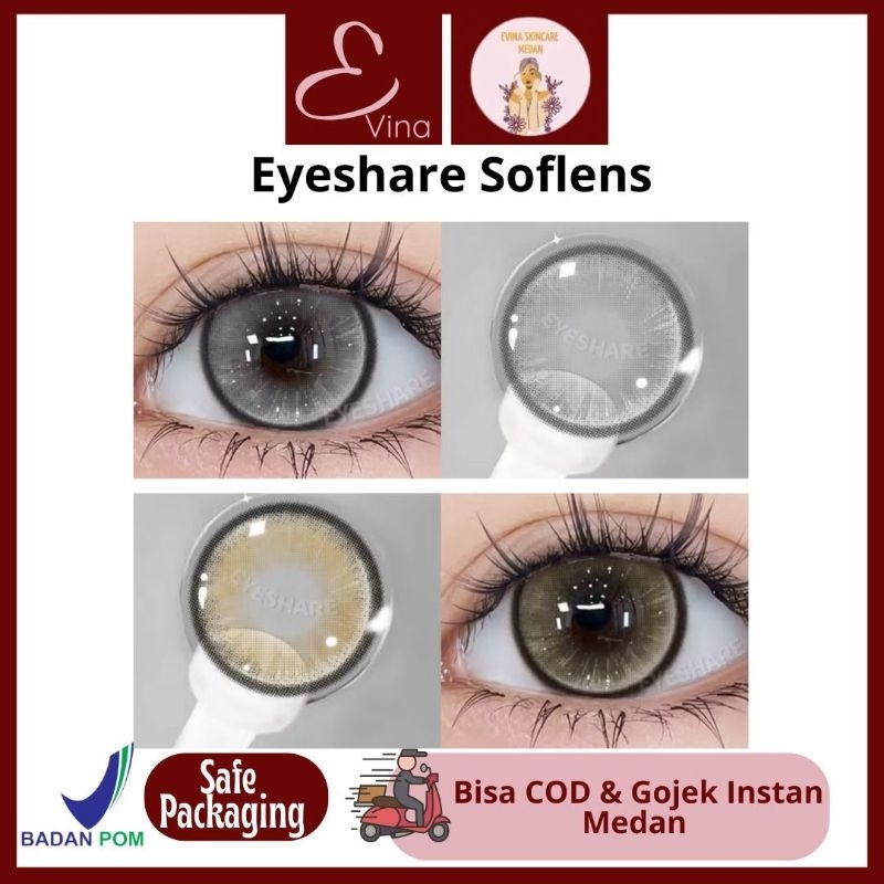𝙀𝒗𝙞𝒏𝙖 𝙎𝒌𝙞𝒏𝙘𝒂𝙧𝒆 𝑴𝙚𝒅𝙖𝒏 - Eyeshare Softlens Boston Grey | Brown | Blue Ready Bisa Gojek Instan Medan