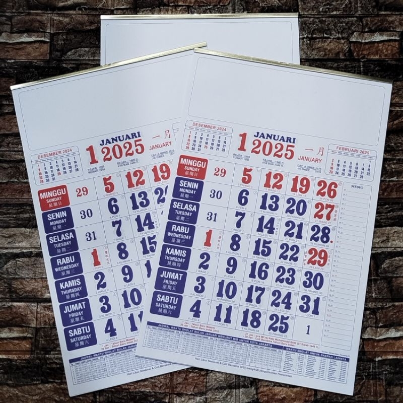 

Kalender Kerja Medium Jadwal Shalat [ MJ ] 2025 Ukuran 32cm x 48cm