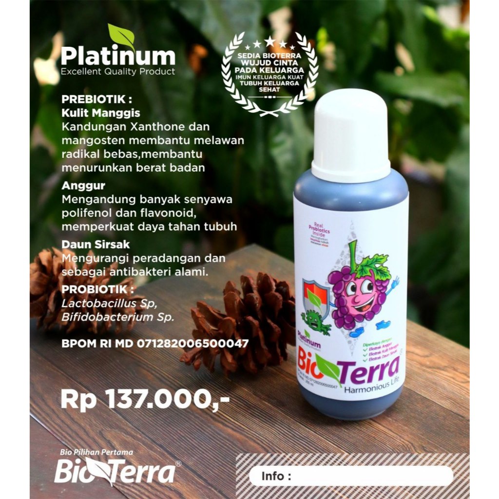 Bio Terra Bioterra Biotera Platinum Probiotik Original untuk Tiroid Kelenjar Getah Bening TBC