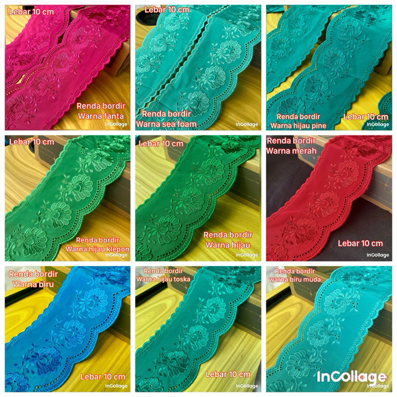 per meter renda bordir lebar 10 cm