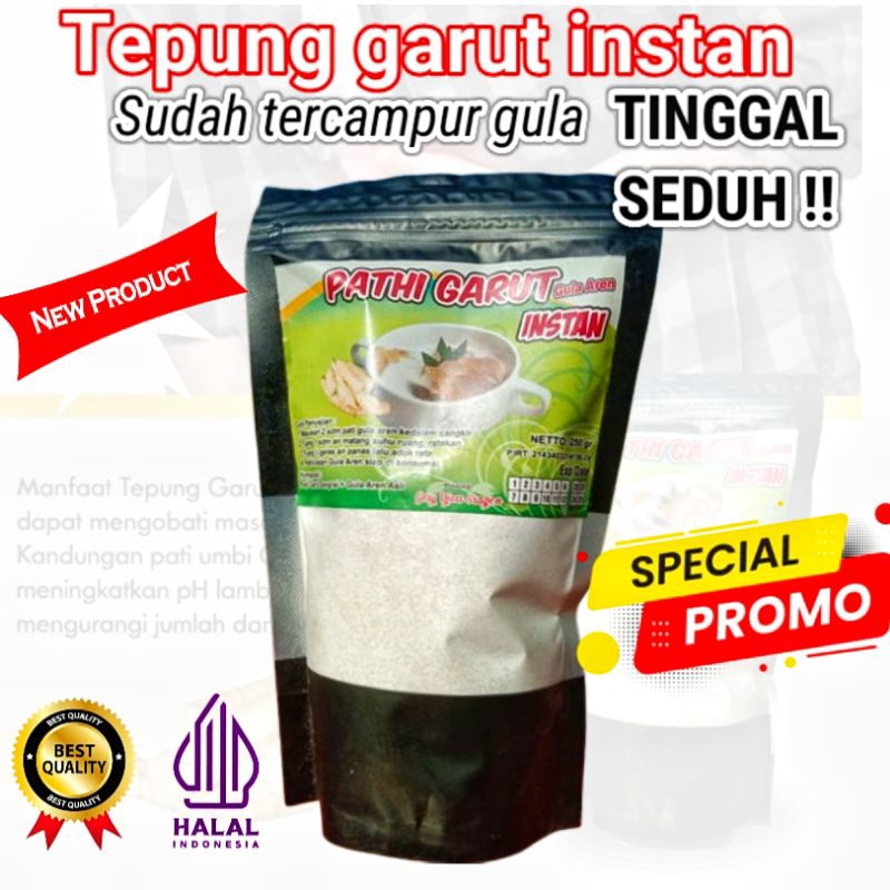 

PROMO Tepung garut instan / Pati garut instan kualitas premium [Sudah tercampur gula aren] 250 gram