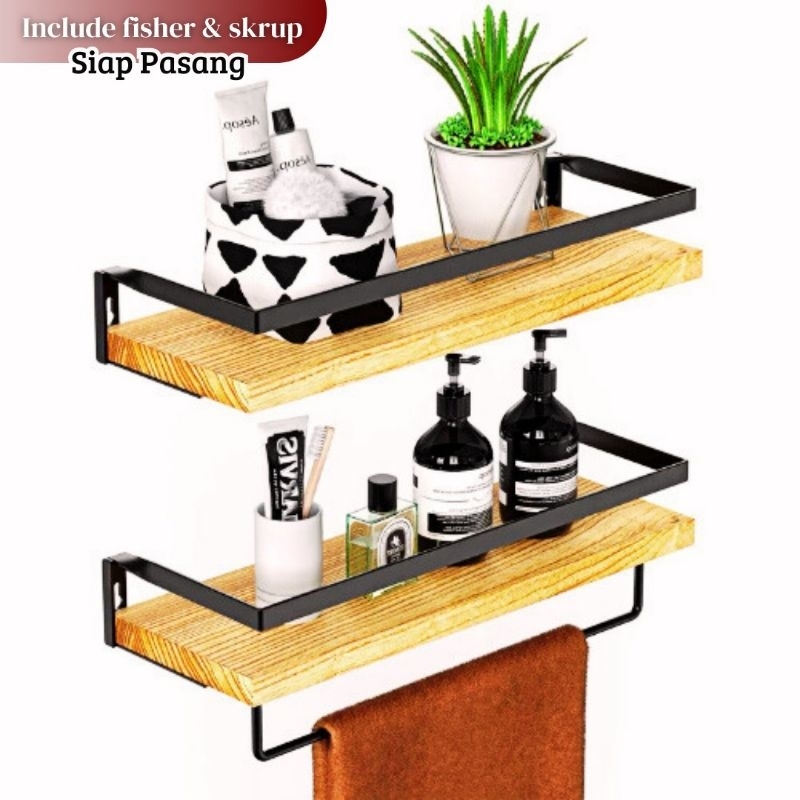 Rak dinding kamar kosmetik besi dan kayu minimalis murah / RAK DINDING BESI KAYU MINIMALIS / RAK DIN