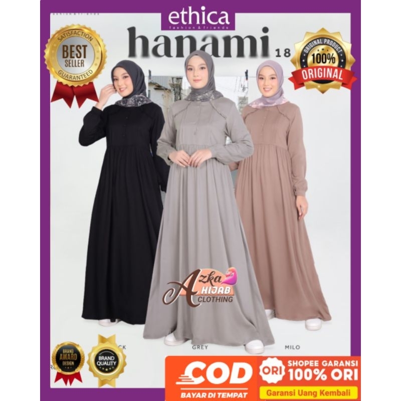 DRESS ETHICA HANAMI 18 ETHICA ORIGINAL / GAMIS SIMPLE ELEGAN / GAMIS MODERN / BAJU GAMIS TERBARU 202