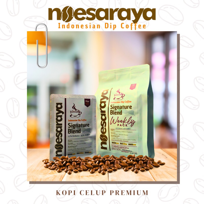 

Kopi Celup NOESARAYA (Dip Coffee) - Signature Blend - 10gram - Teman setia saat bekerja hingga liburan kemana aja