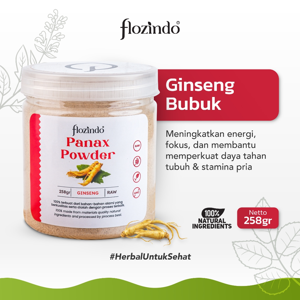 

Flozindo Panax Powder / Ginseng Bubuk Organik Stamina Pria