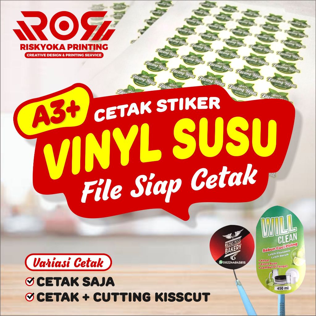 

Stiker Label Vinyl Putih Susu A3+ Waterproof Anti Luntur