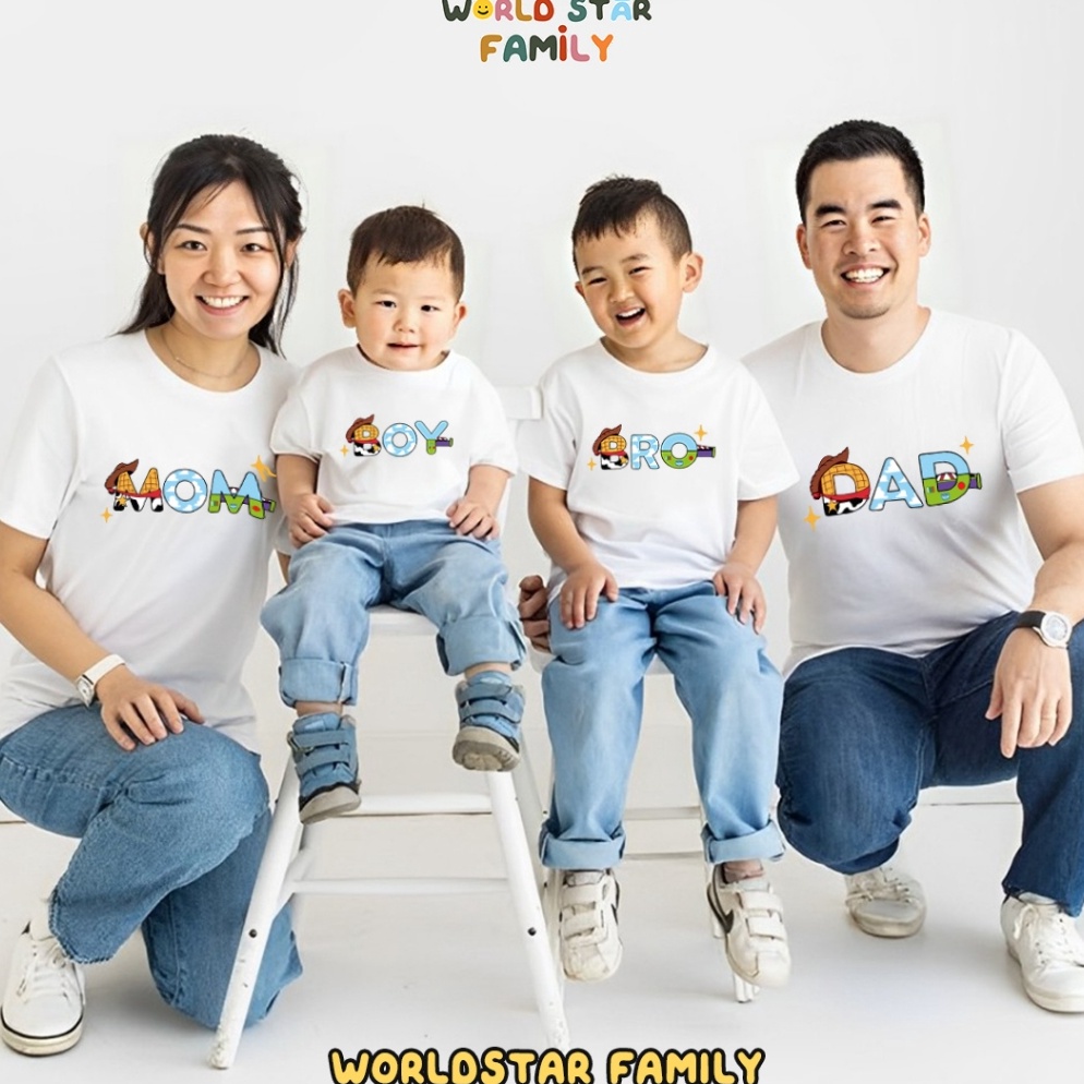 WSF Kaos Couple Keluarga TOY STORY WOODY Kaos Couple Keluarga TERSEDIA HADIAH GRATIS Lucu Kaos Pasan