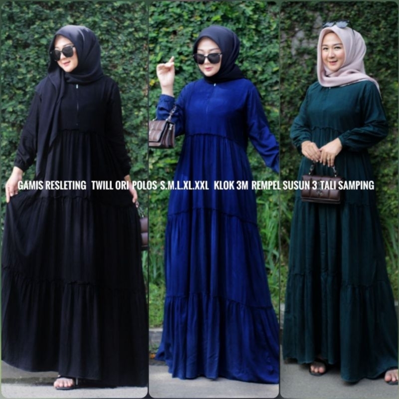 Gamis Twill Ori Susun Polos
