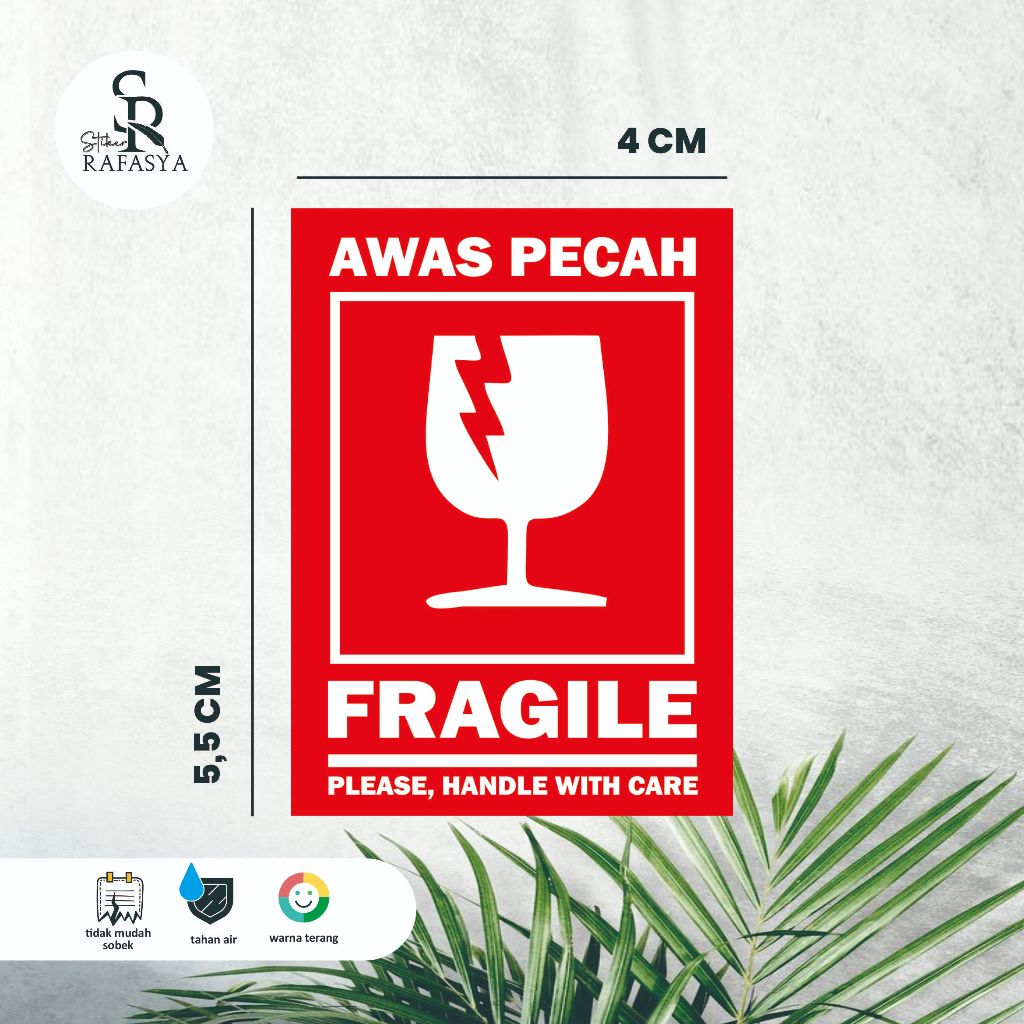 

Stiker Awas Pecah / Stiker Fragile Ukuran 5,5x4cm + Dilaminasi Glosy