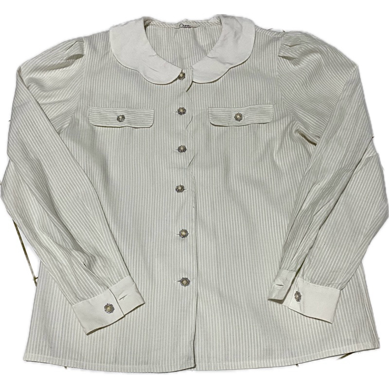 Strip Blouse kemeja belang babydoll coquette y2k fairycore vintage grunge dollette old money liz lis