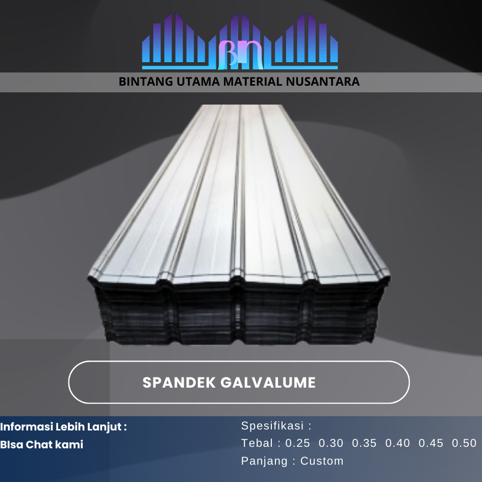 Spandek Galvalume Gelombang 5 - Trimdeck Galvalume , Atap Gudang, Atap Rumah - 0,25 - 0,30 - 0,35 - 