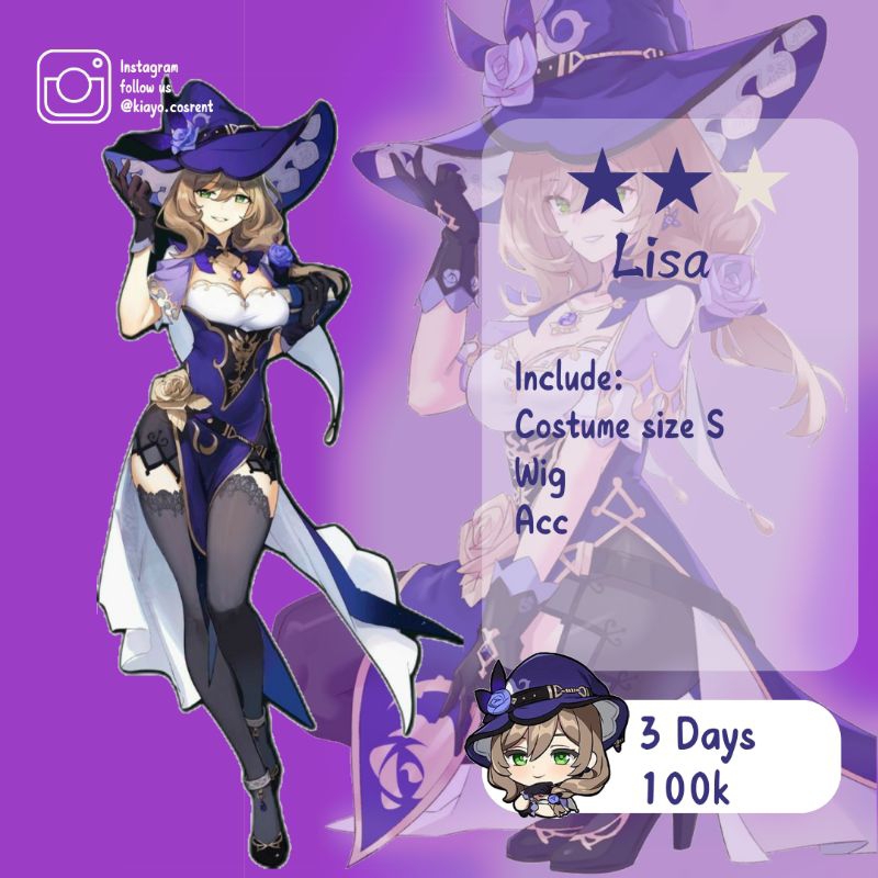 JUAL COSTUME ONLY LISA GENSHIN