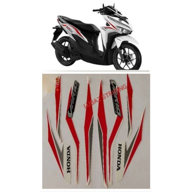 Sticker Lis les Striping Standar motor Honda Vario 125 tahun 2018 putih merah