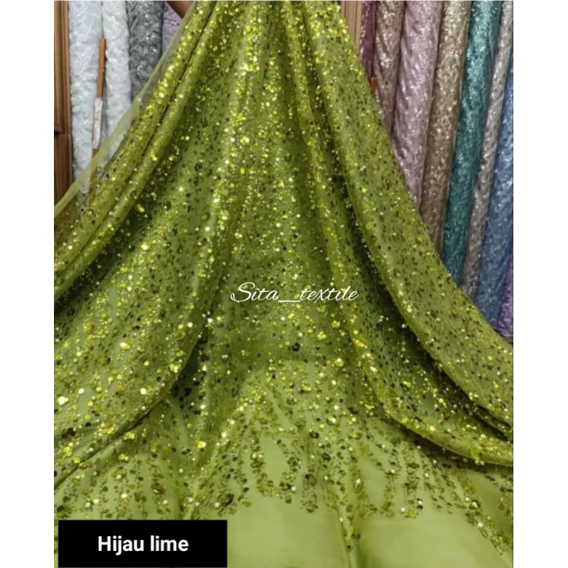 Bahan Kain Tulle Spangle (kain seribu payet) / Kain Seribu Payet / Sequin Tulle