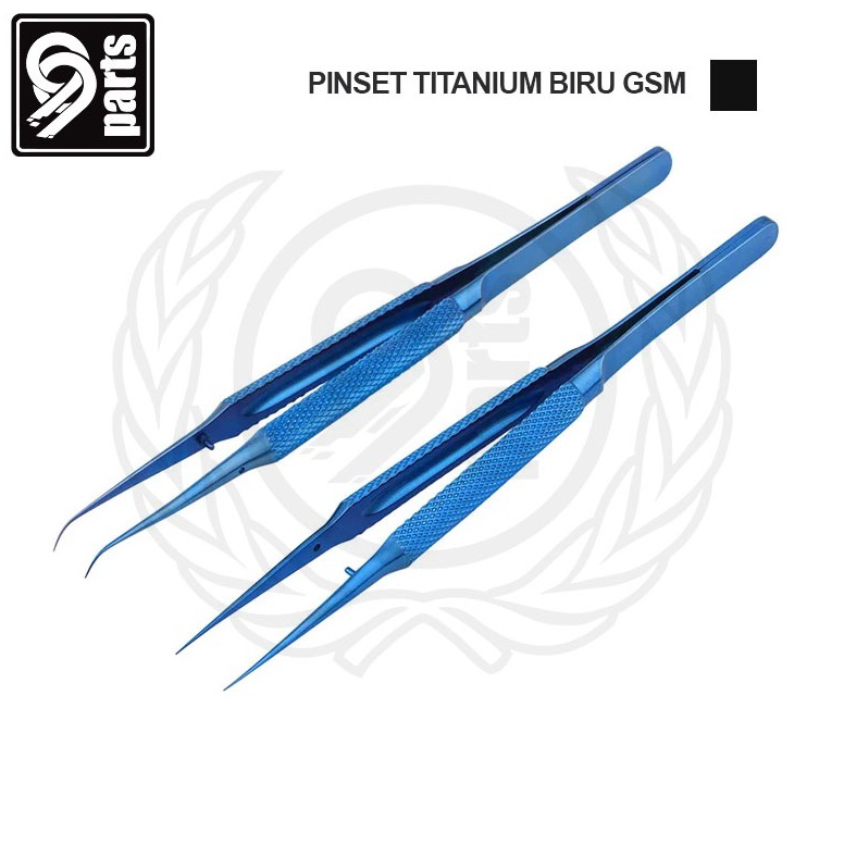 Terbagus Pinset Titanium Blue GSM High Quality Biru Melengkung Titanium Lurus Bengkok Pinset Profesi