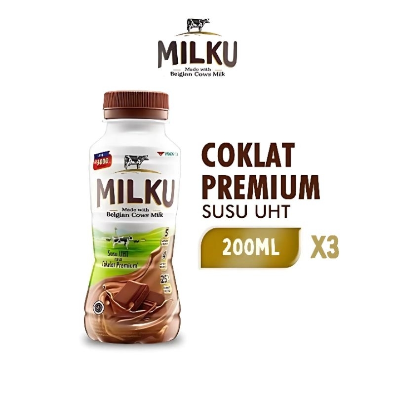 

MILKU SUSU UHT COKELAT PREMIUM BTL 200mL - 3pcs