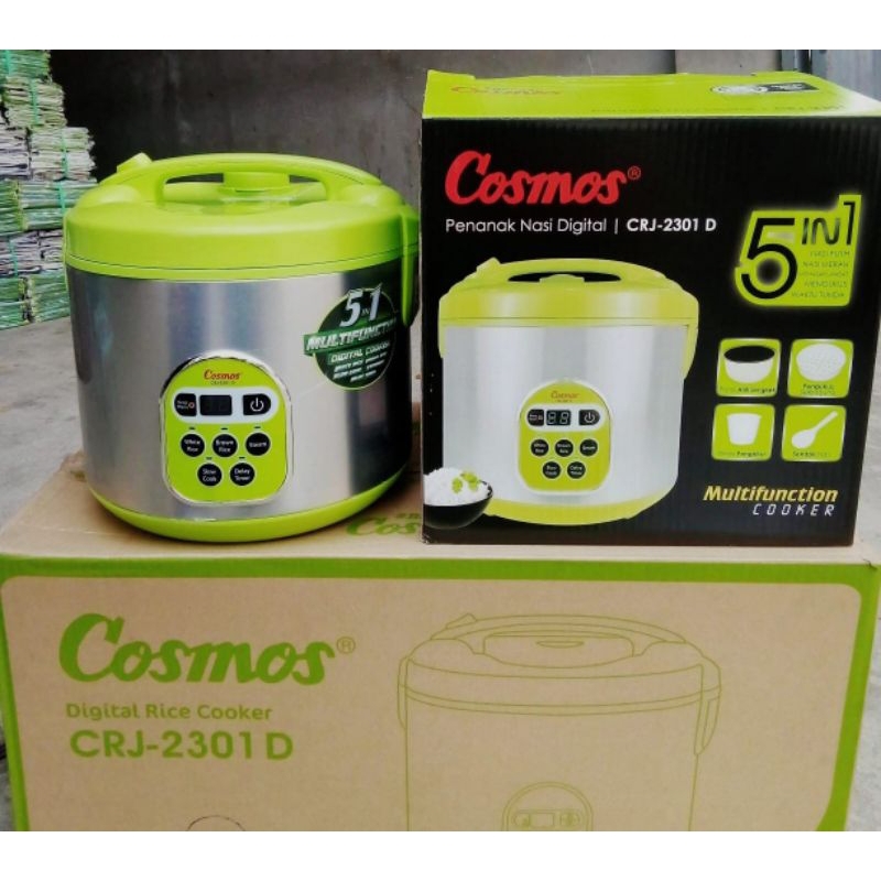 Magic Com Rice Cooker 5In1 Cosmos CRJ-2301 D Ukuran 2 Liter Stainless