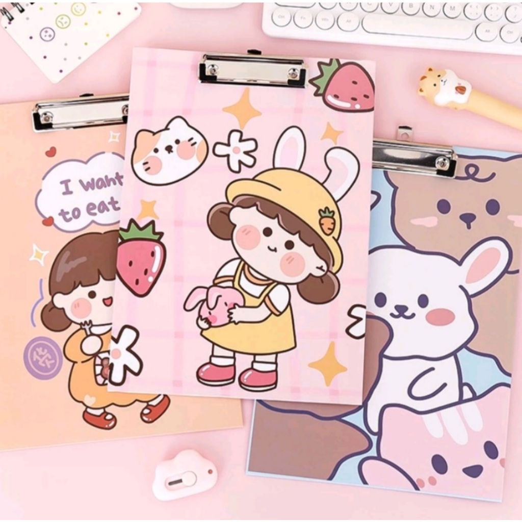 

Clipboard Klip Karekter Motif Cute Kertas Papan Jalan Klip Kertas A4