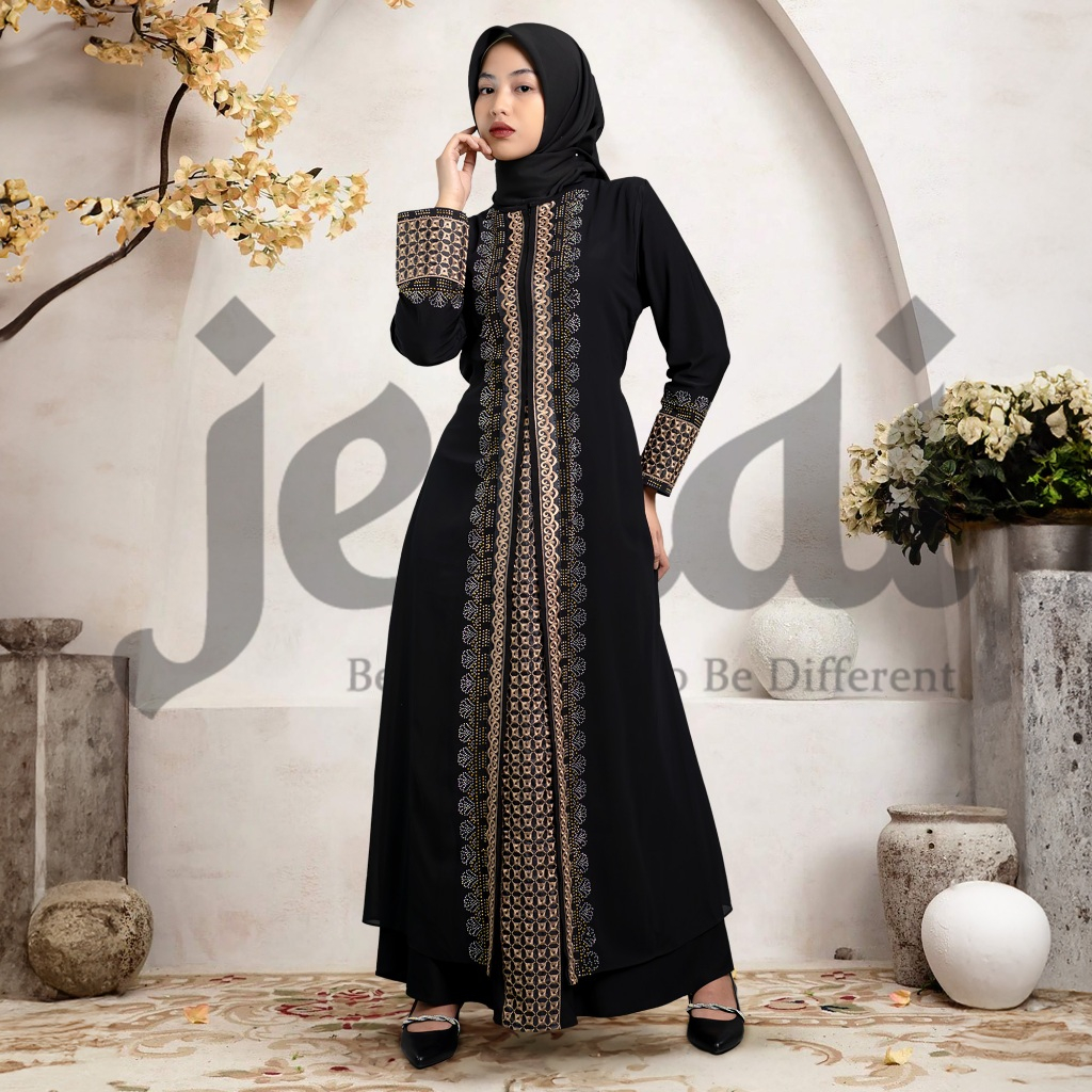 FAVORIT JENAI Gamis Abaya Turkey Hitam Terbaru Mewah Dan Elegan