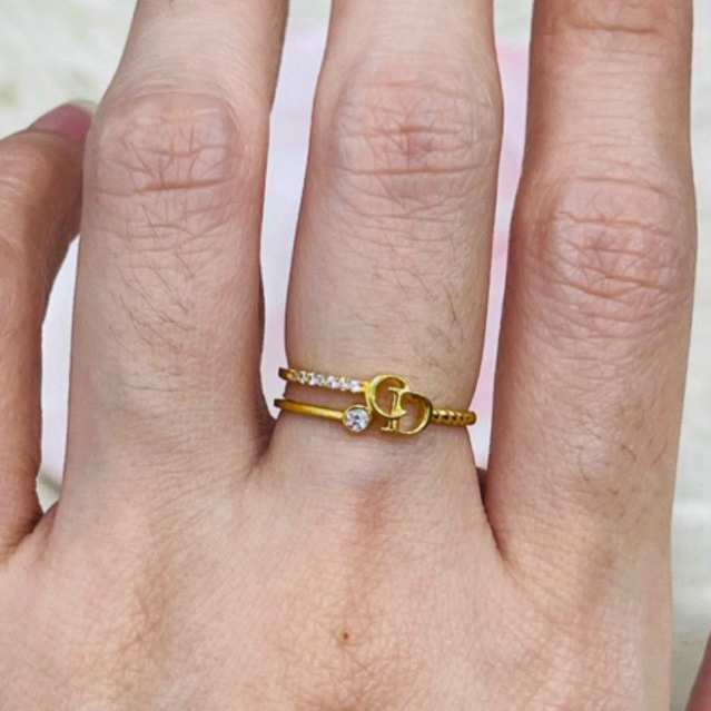 Cincin huruf CD AD uk 12 simple elegant emas asli kadar 875