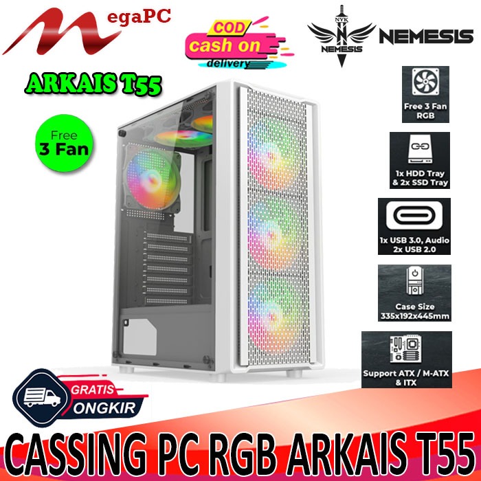 PC case / Cassing PC Gaming NYK ARKAIS T55 Free 3Fan RGB