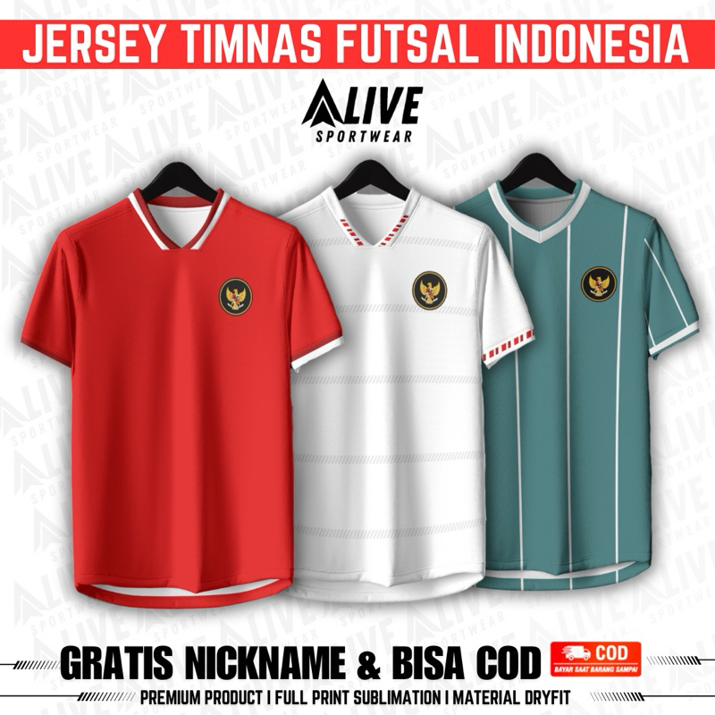 Jersey Timnas Indo Futsal Terbaru 2024 Fullprint Premium Gratis Pasang Nama dan Nomor Punggung