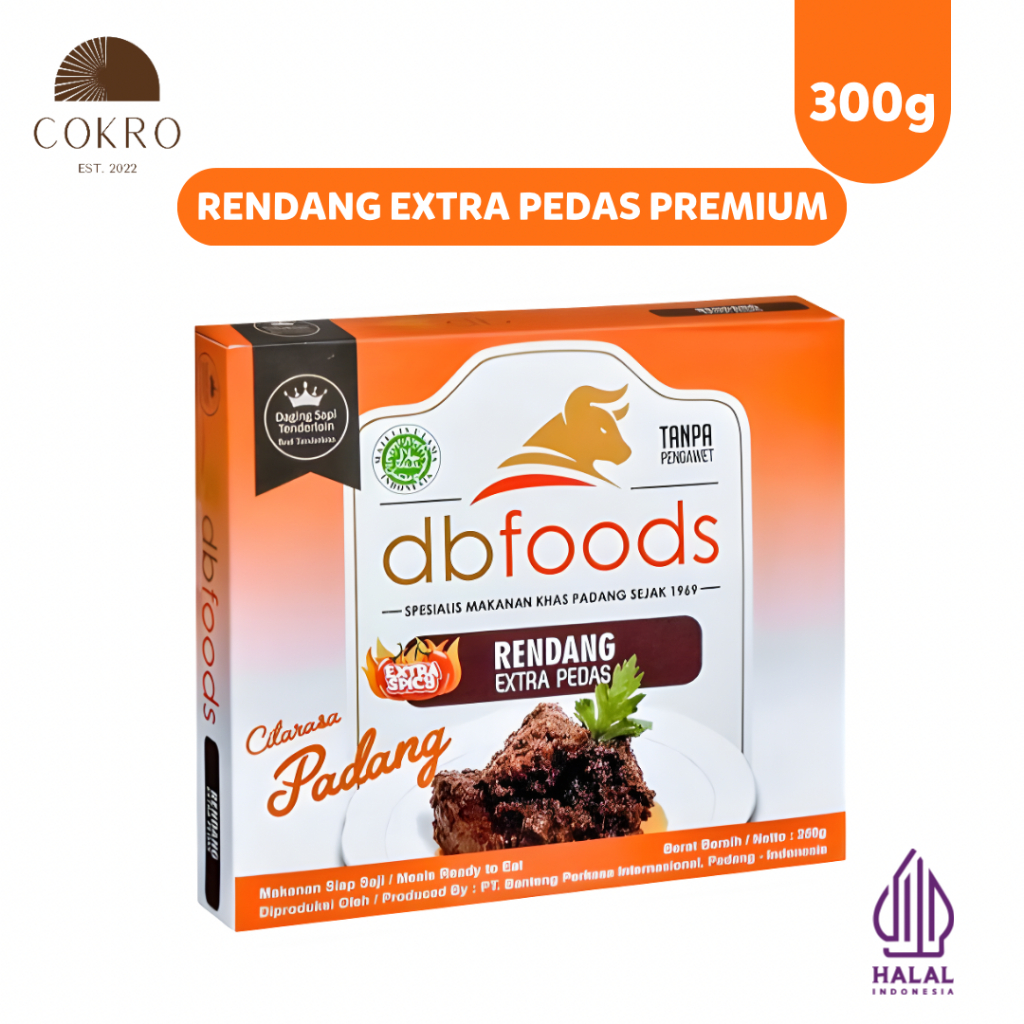 Rendang Ekstra Pedas DBFOODS Premium 300g Original |Rendang Sapi Praktis Siap Makan Asli Padang
