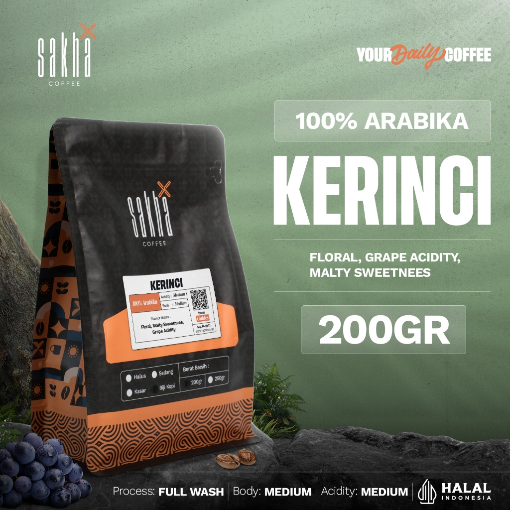 

Biji Kopi Bubuk Arabika Kerinci Jambi Arabica Coffee Beans Single Origin Espresso Manual Brew 200gr