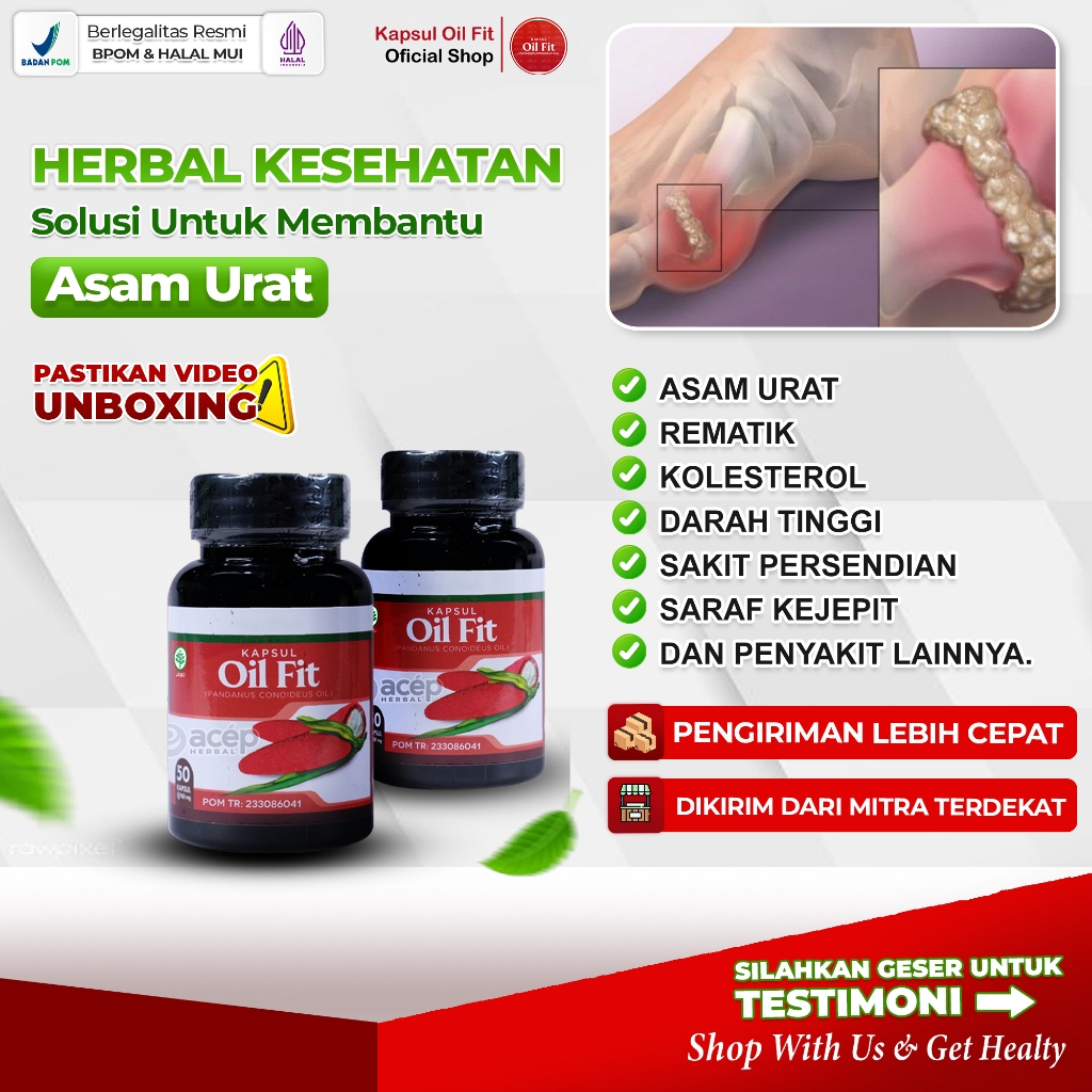 Kapsul Oil Fit Obat Asam Urat Dari Ekstrak Buah Merah Papua Isi 50 Kapsul
