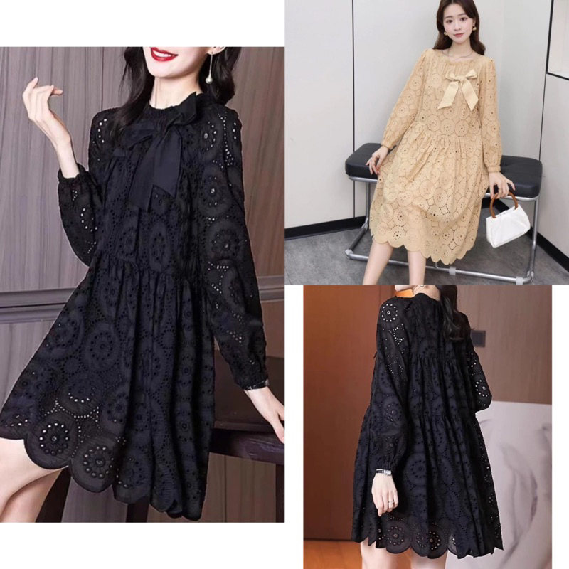 EMBROIDERY BABYDOLL KATBOL DRESS / DRESS COTTON KOREAn