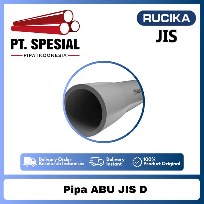 Pipa PVC Abu JIS Rucika Type VU 1.1/2" - 2 Inch / Pipa JIS D Rucika PerBatang 4Mtr - 04
