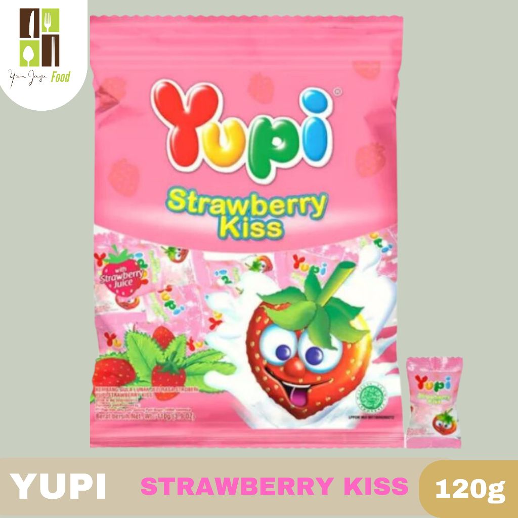 

Yupi Strawberry Kiss / Gummy / Candy / Permen Bentuk Love / Bentuk Hati / Kemasan 120g