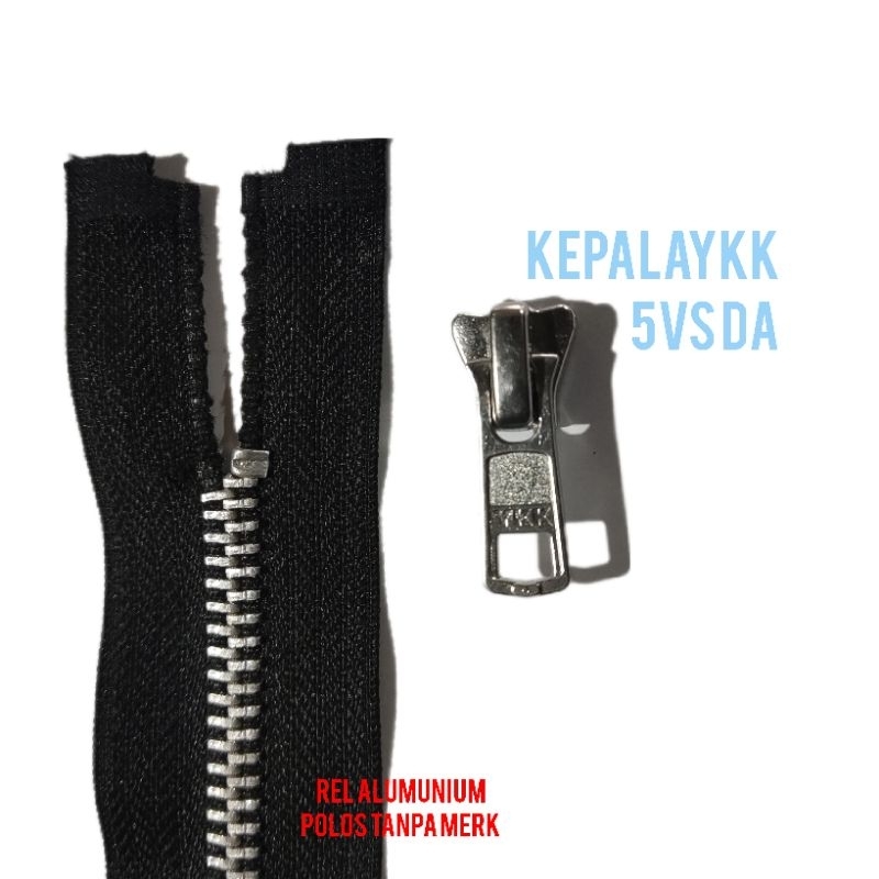 paket resleting besi Almuniumi 70cm hitam + kepala ykk resleting jaket work