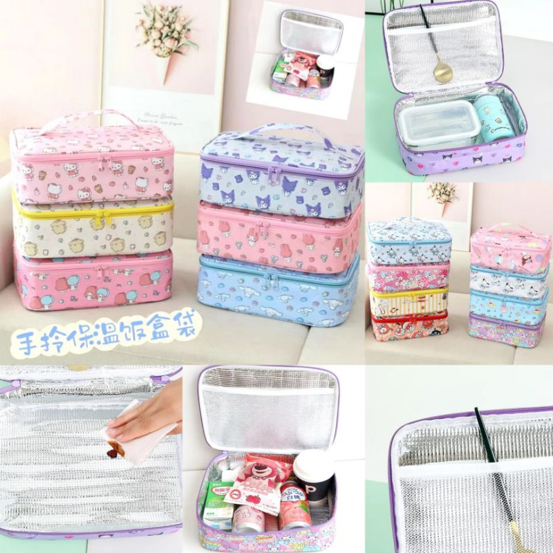 Tas Bekal Anak Kuromi Melody Cinnamoroll | Tas Kotak Makan 45 Karakter | Lunch Bag Thermal Besar Pri