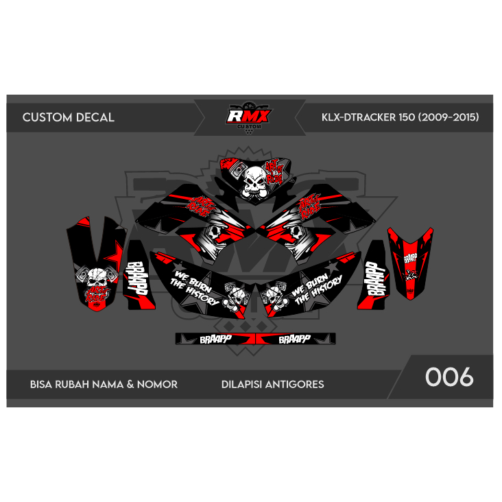 DECAL STICKER KLX 150 S/L (006) DEKAL STIKER DTRACKER 150 LAMA FULLBODY 2009 2010 2011 2012 2013 201
