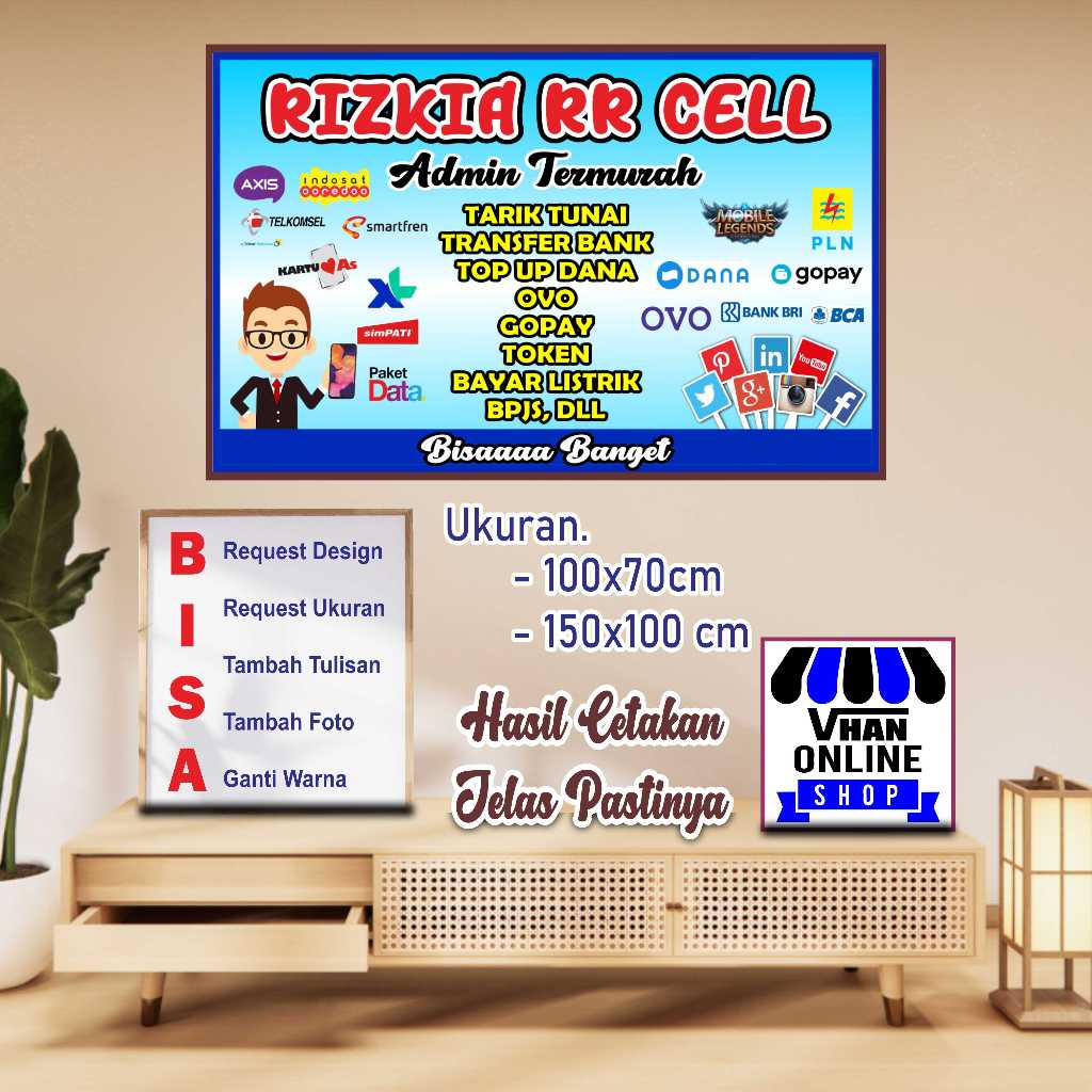 Cetak Spanduk Agen Pulsa dan Data Konter HP