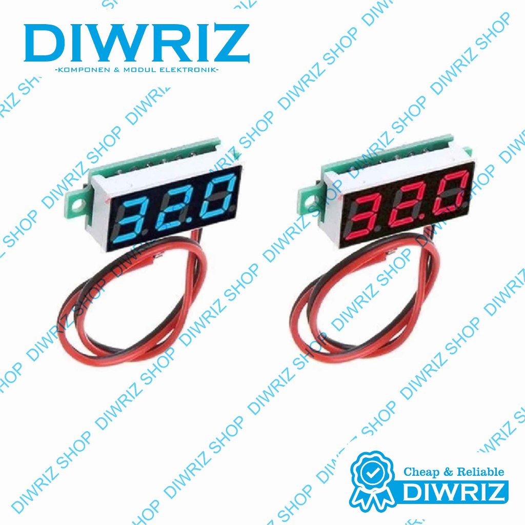Voltmeter Merah Mini 0.28 inch 2 Kabel DC 2.5V-30V