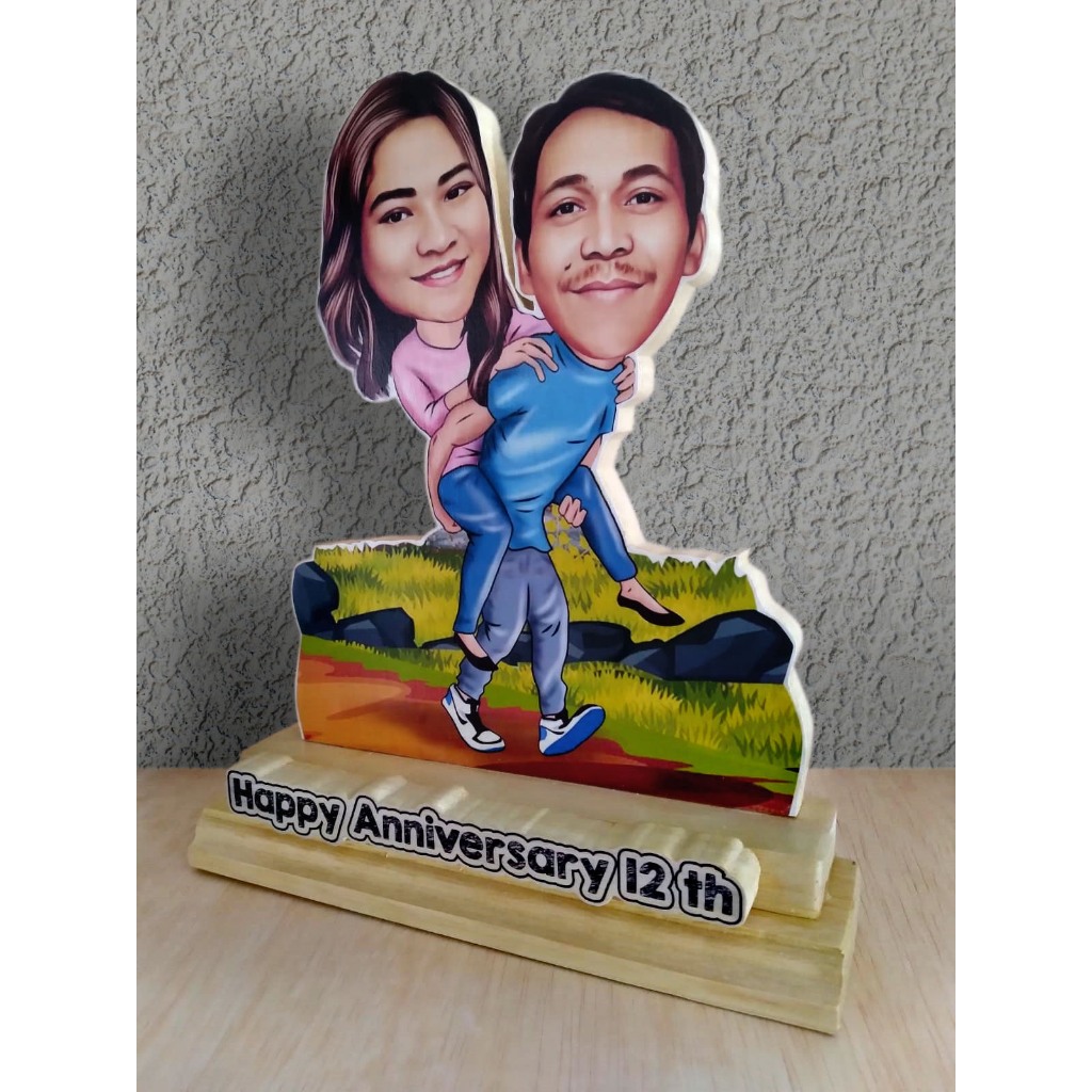Plakat Kayu Karikatur 3D Hadiah Custom Ulang tahun farewell wedding anniversary birthday graduation 