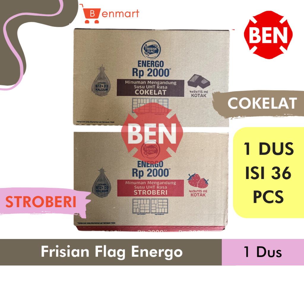 

Frisian Flag ENERGO COKELAT / STROBERI 1 Dus 36 Pcs 115ml 115 ml Susu UHT Chocolate Coklat Mini Kecil Kotak