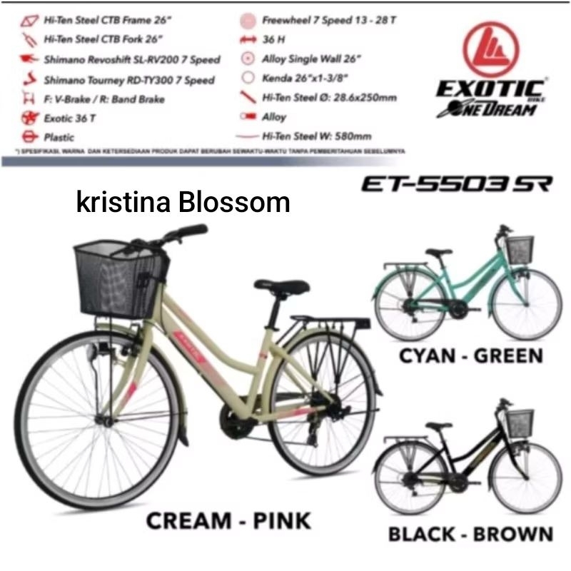 Sepeda City Bike 26 inch exotic ET 9788 MX ET 5503mx 7 speed keranjang