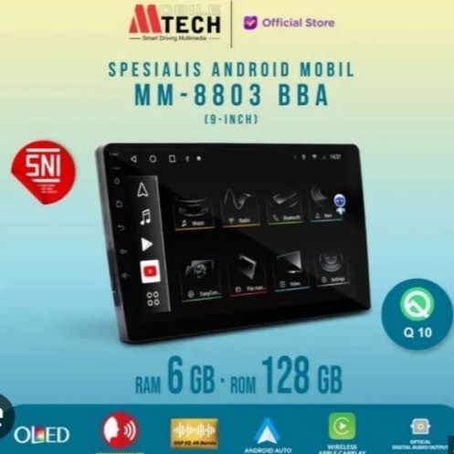 Head unit Android Mtech MM-8803 BBA Ram6/128GB 9/10" Built in Processor