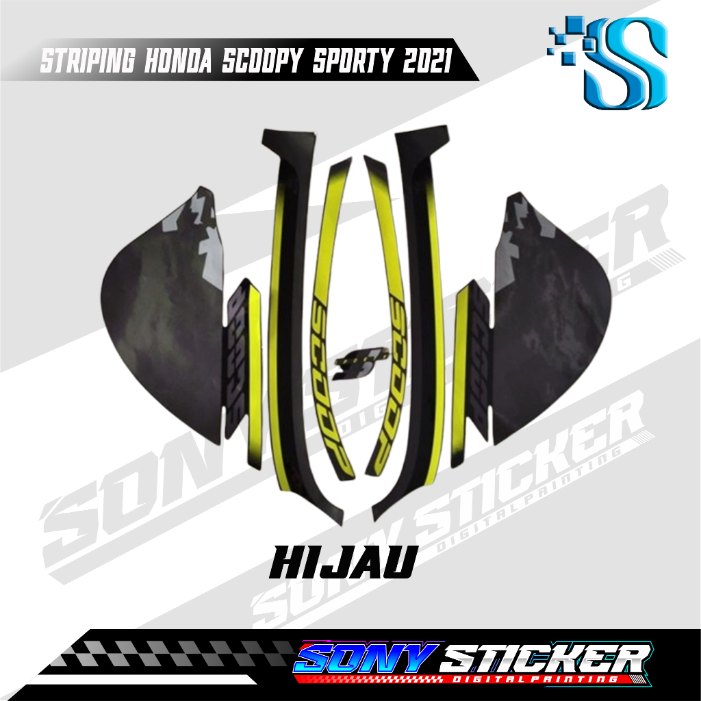 Stiker List Body Motor Scoopy Sporty 2021 - Striping Standar Honda Scoopy Sporty Tahun 2021
