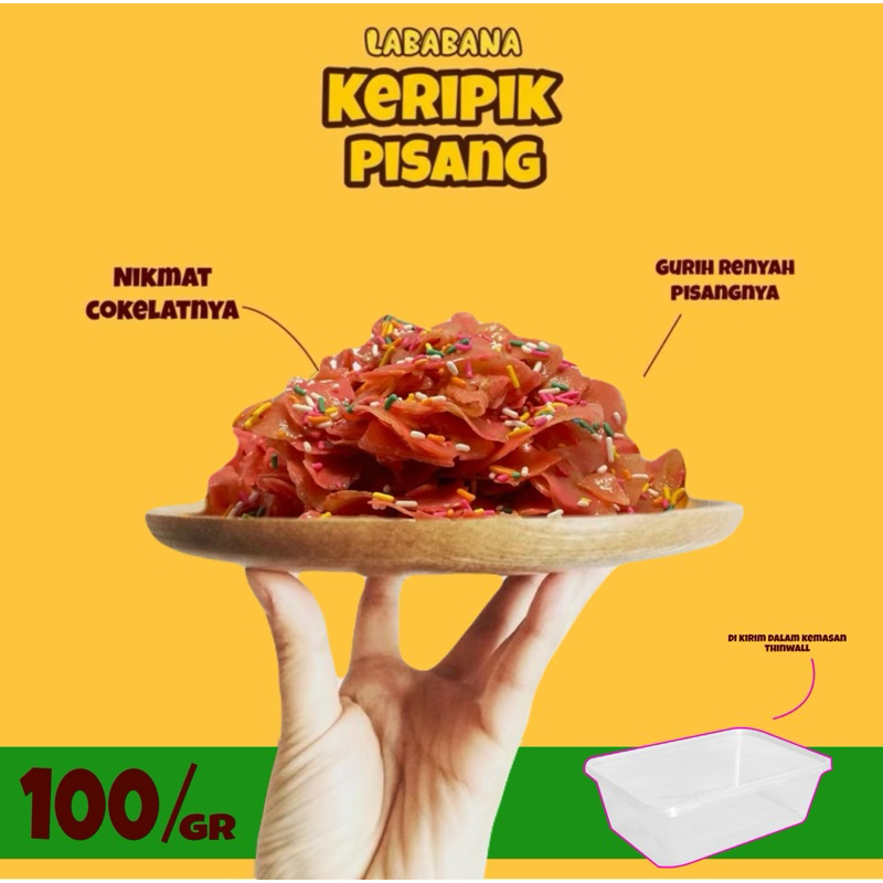 

Keripik pisang Lababana Cokelat Stroberi 100gr Kemasan Thinwall