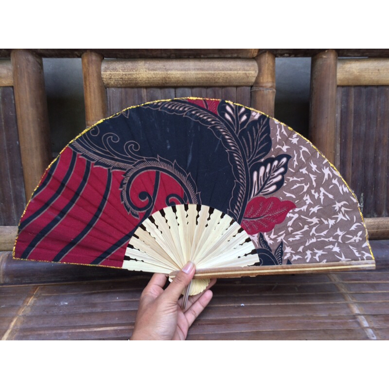 Sovenir Pernikahan Kipas Batik Jumbo Besar Kerajinan Bambu Manual Custom DIY Prakarya Sekolah Tari K