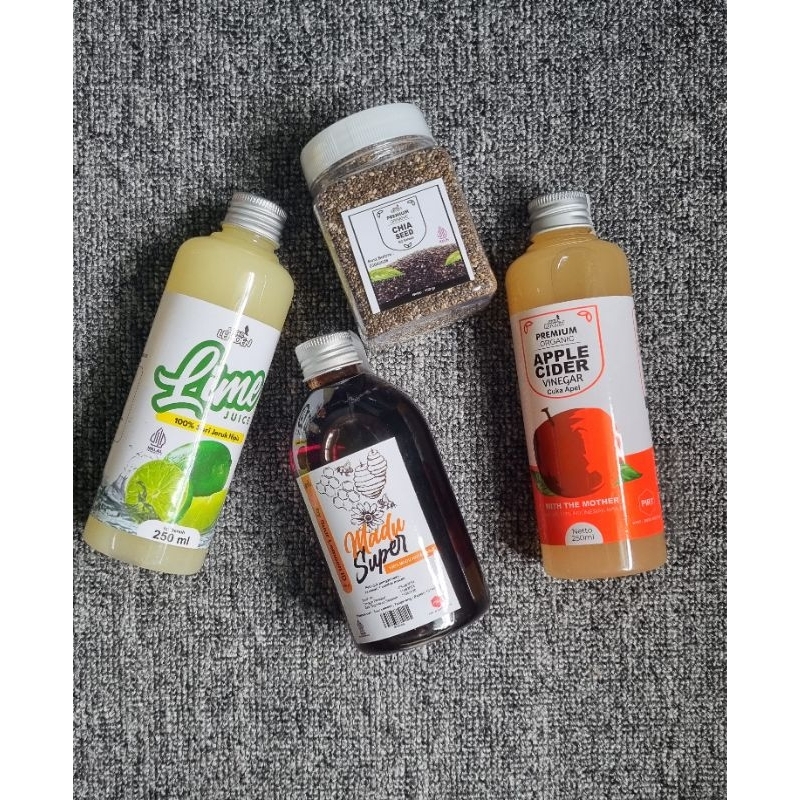 

Suur Lemoen Paket Hemat Diet dan Detox 4in1 BIG - Paket Hemat Cuka Apel, Sari Lemon, Chia Seed, Madu Hutan, Madu
