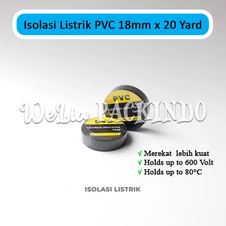 

Isolasi Listrik PVC 18mm x 20 Yard / Electrical Tape / Lakban Listrik Hitam / Isolasi Listrik Hitam 18mm 20Y